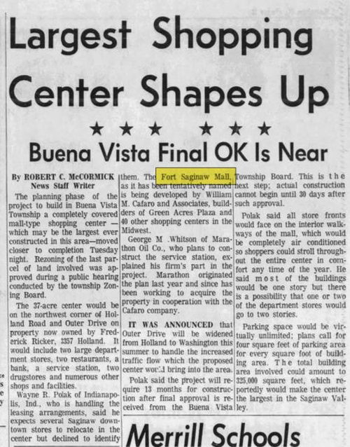 Fort Saginaw Mall - May 20 1964 Article